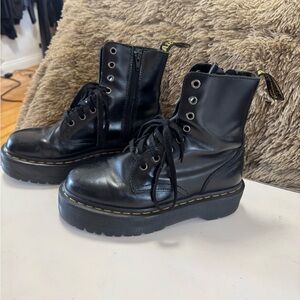 Black Leather Platform Boots